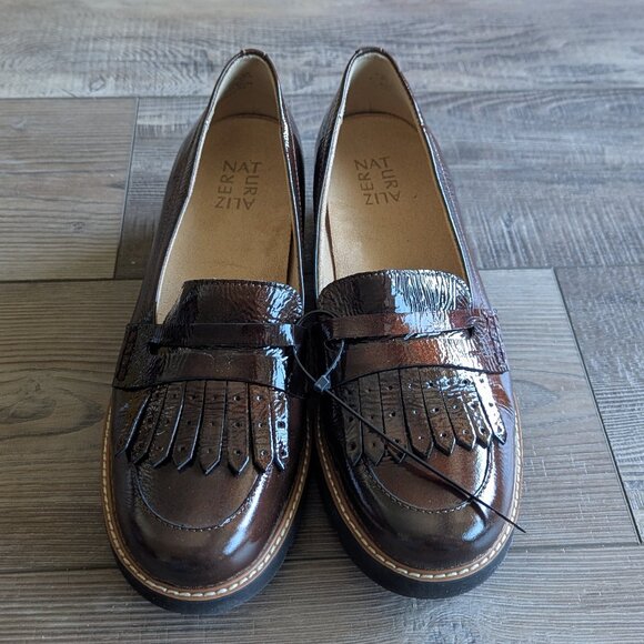 NEW Naturalizer Darcy Lightweight Lug Sole Patent Leather Loafers Cinnamon Brn 8 - Picture 4 of 12